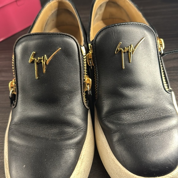 Giuseppe Zanotti Black and Gold Leather Loafers main image 4